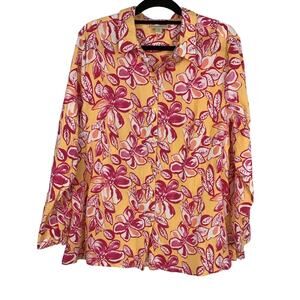 APPLESEED’S WOMENS BUTTON DOWN FLORAL TOP 100%COTTON SIZE 1X